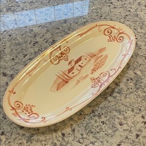 Arte Italica Italy Decorative Oval Platter with Vineyard Design 24 x 12